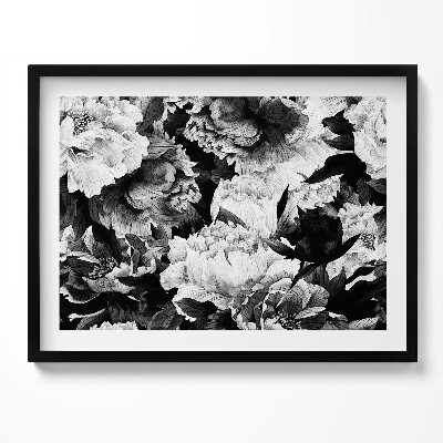 Obraz z ramką Czarno-białe kwiaty piwonie