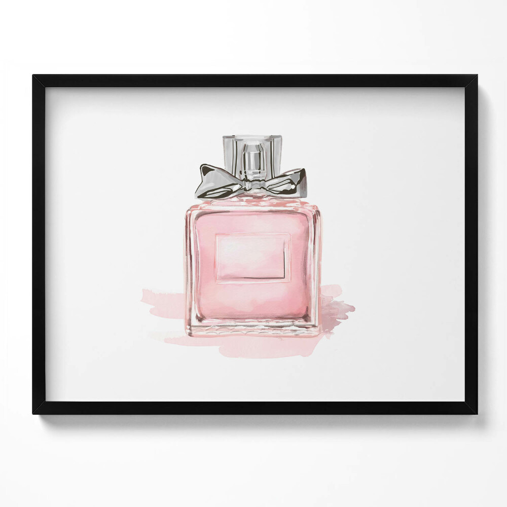 Obraz z ramką Różowe perfumy z kokardką