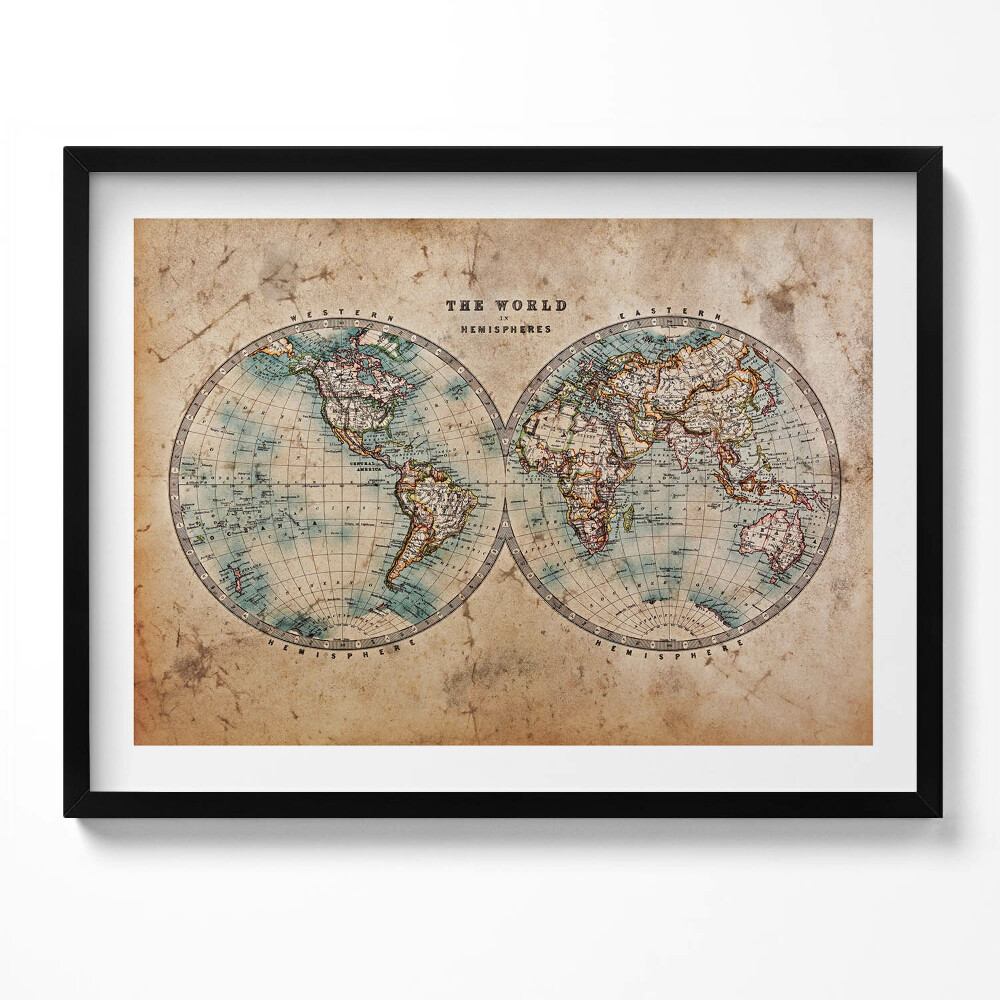 Obraz z ramką Stara mapa świata