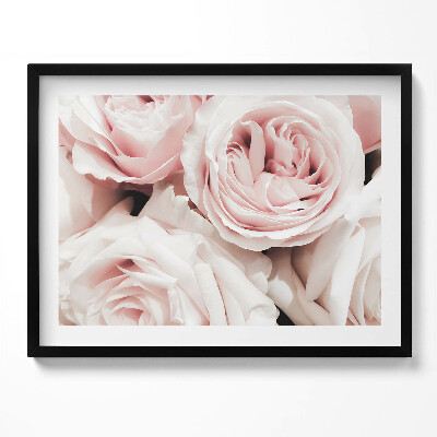 Obraz z ramką Bladoróżowe kwiaty delikatne róże
