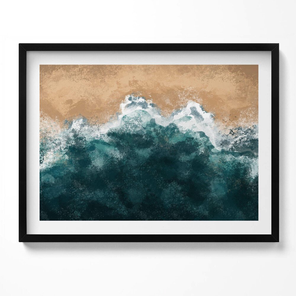 Obraz z ramką Ilustracja fal morskich i plaży z lotu ptaka