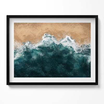 Obraz z ramką Ilustracja fal morskich i plaży z lotu ptaka