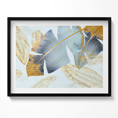 Obraz z ramką Glamour liście bananowca ze złotem