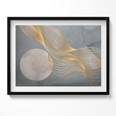 Obraz z ramką Abstrakcyjna ilustracja księżyca ze złotem