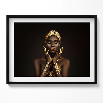 Obraz z ramką Portret afrykańskiej kobiety w złocie