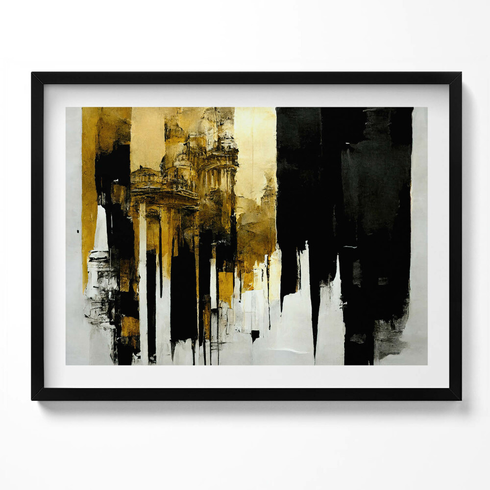 Obraz z ramką Abstracyjna sztuka ze złotem