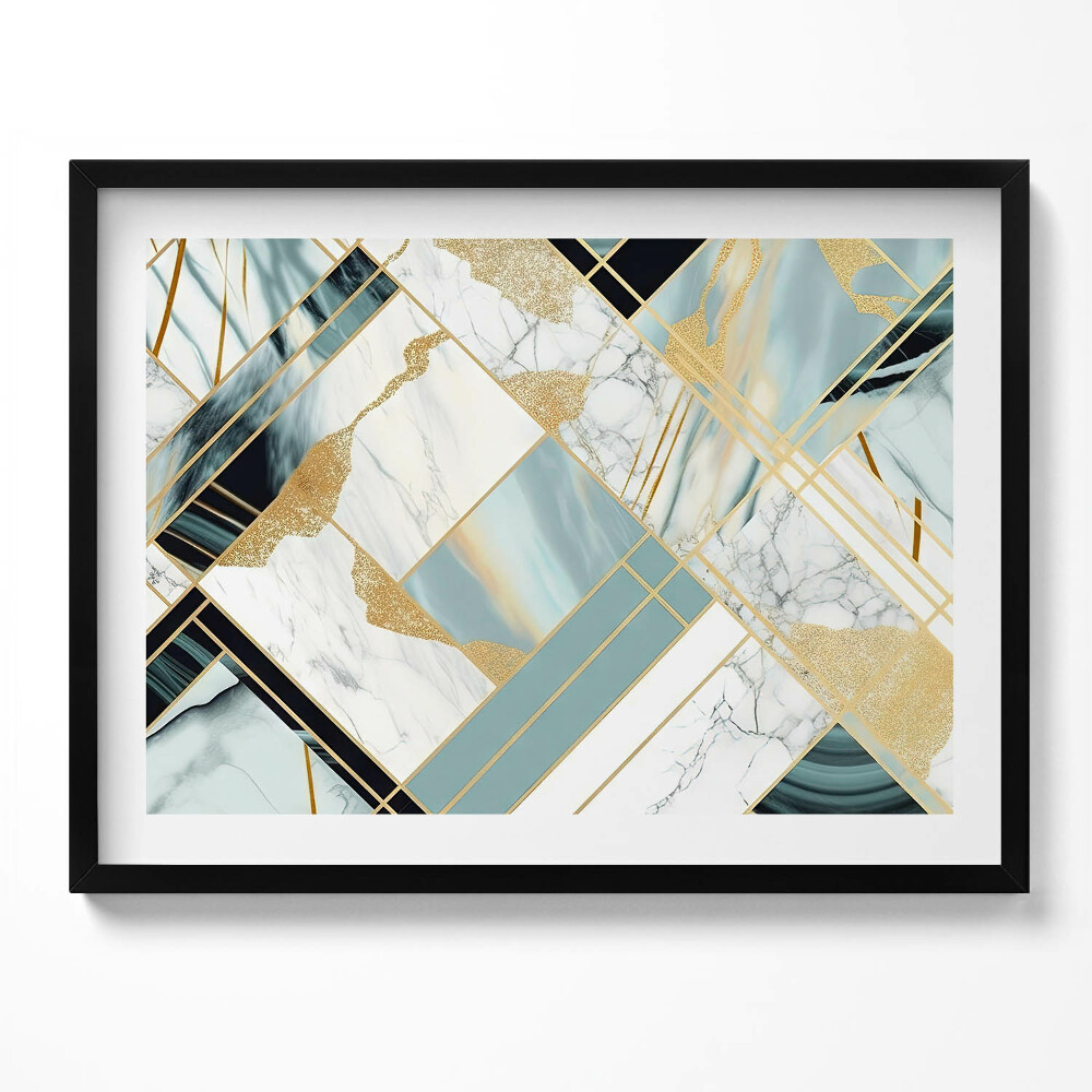 Obraz z ramką Geometryczna abstrakcja ze złotem