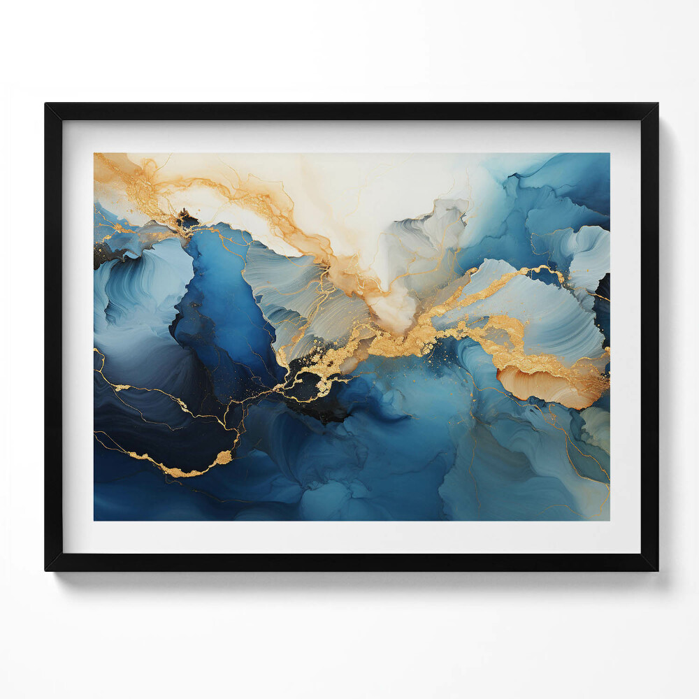 Obraz z ramką Płynna abstrakcja ze złotem