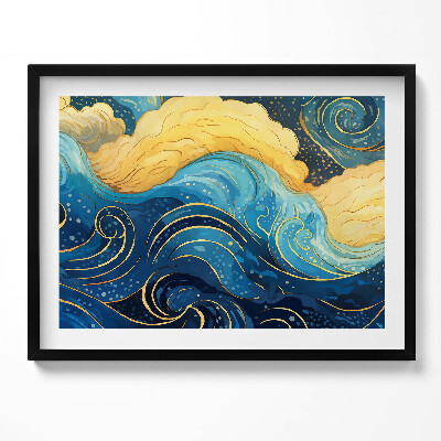 Obraz z ramką Abstrakcja obłoków ze złotem