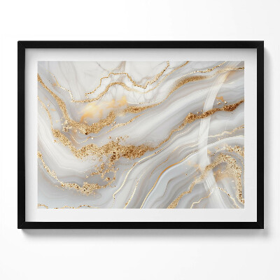 Obraz z ramką Tekstura marmuru ze złotem