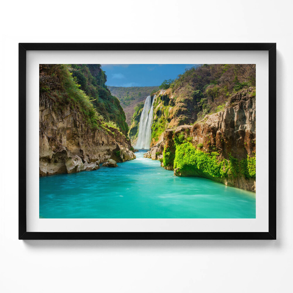 Obraz z ramką Tropikalny wodospad i rzeka