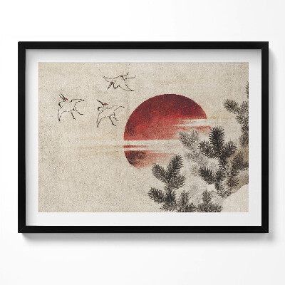 Obraz z ramką Japońska sztuka zachodzące słońce