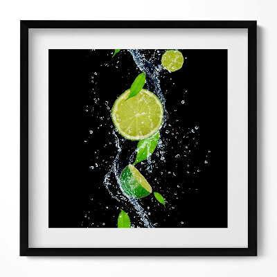 Obraz w drewnianej ramce Limonki mięta woda