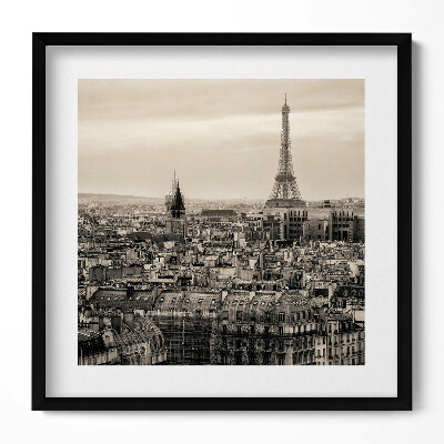 Obraz w drewnianej ramce Krajobraz Paryża i wieży Eiffla