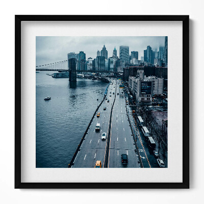 Obraz w drewnianej ramce Miejska ulica z lotu ptaka