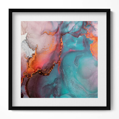 Obraz w drewnianej ramce Turkusowo-złoty marmur