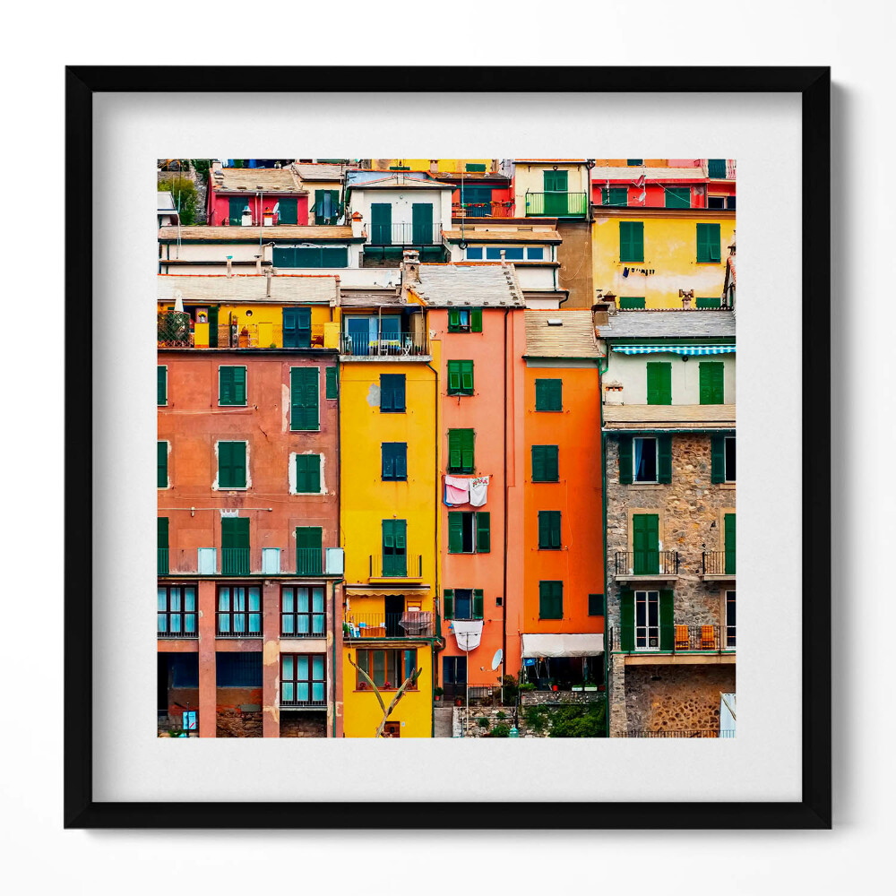 Obraz w drewnianej ramce Kolorowe budynki architektura