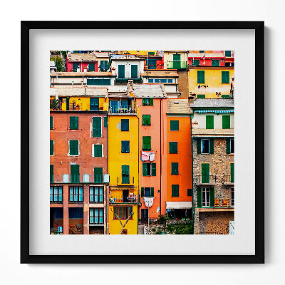 Obraz w drewnianej ramce Kolorowe budynki architektura
