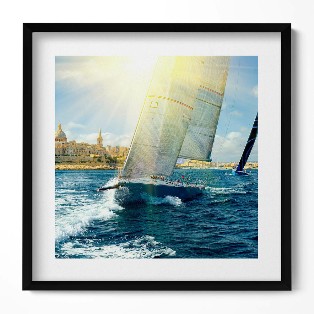 Obraz w drewnianej ramce Pływające jachty