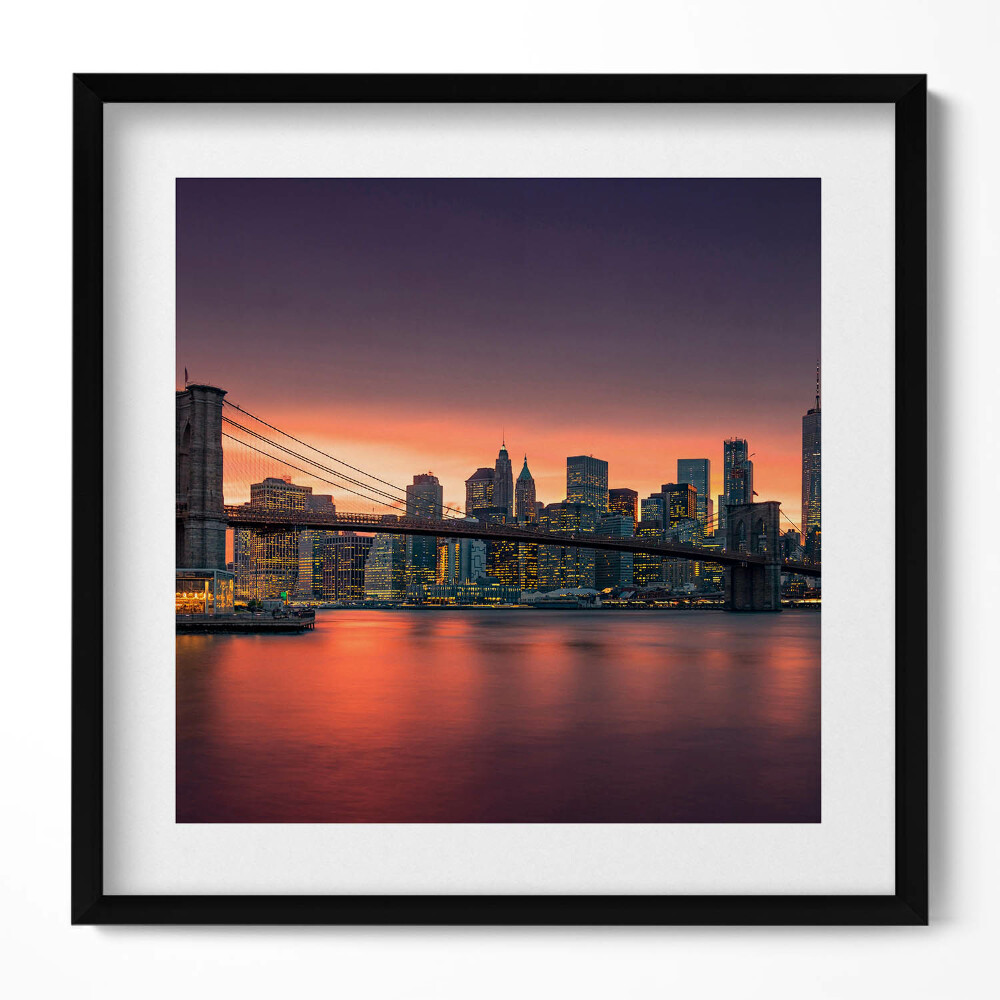 Obraz w drewnianej ramce Nowym Jorku East River