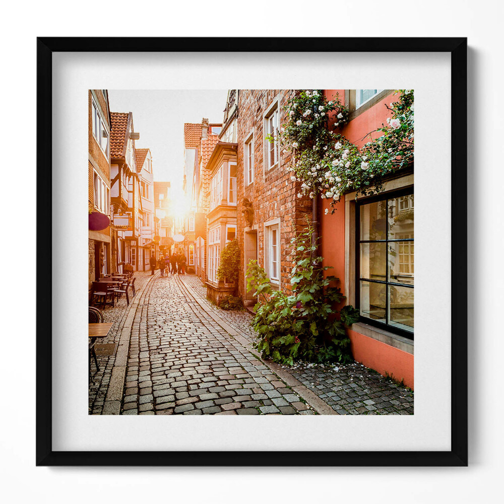 Obraz w drewnianej ramce Włoska ulica wśród budynków