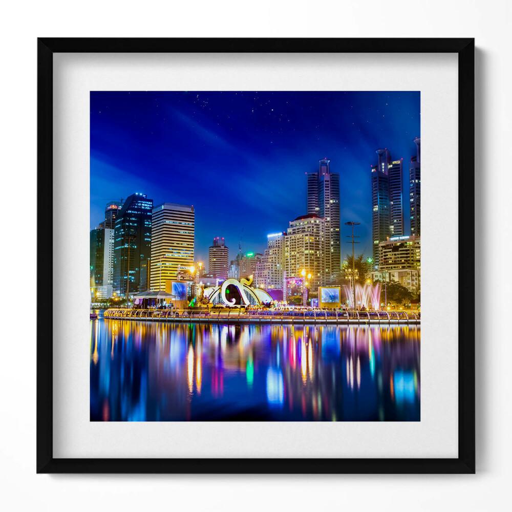 Obraz w drewnianej ramce Pełne kolorów miasto