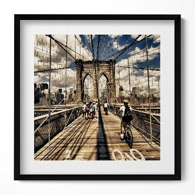 Obraz w drewnianej ramce Widok na most Brookliński Nowy Jork