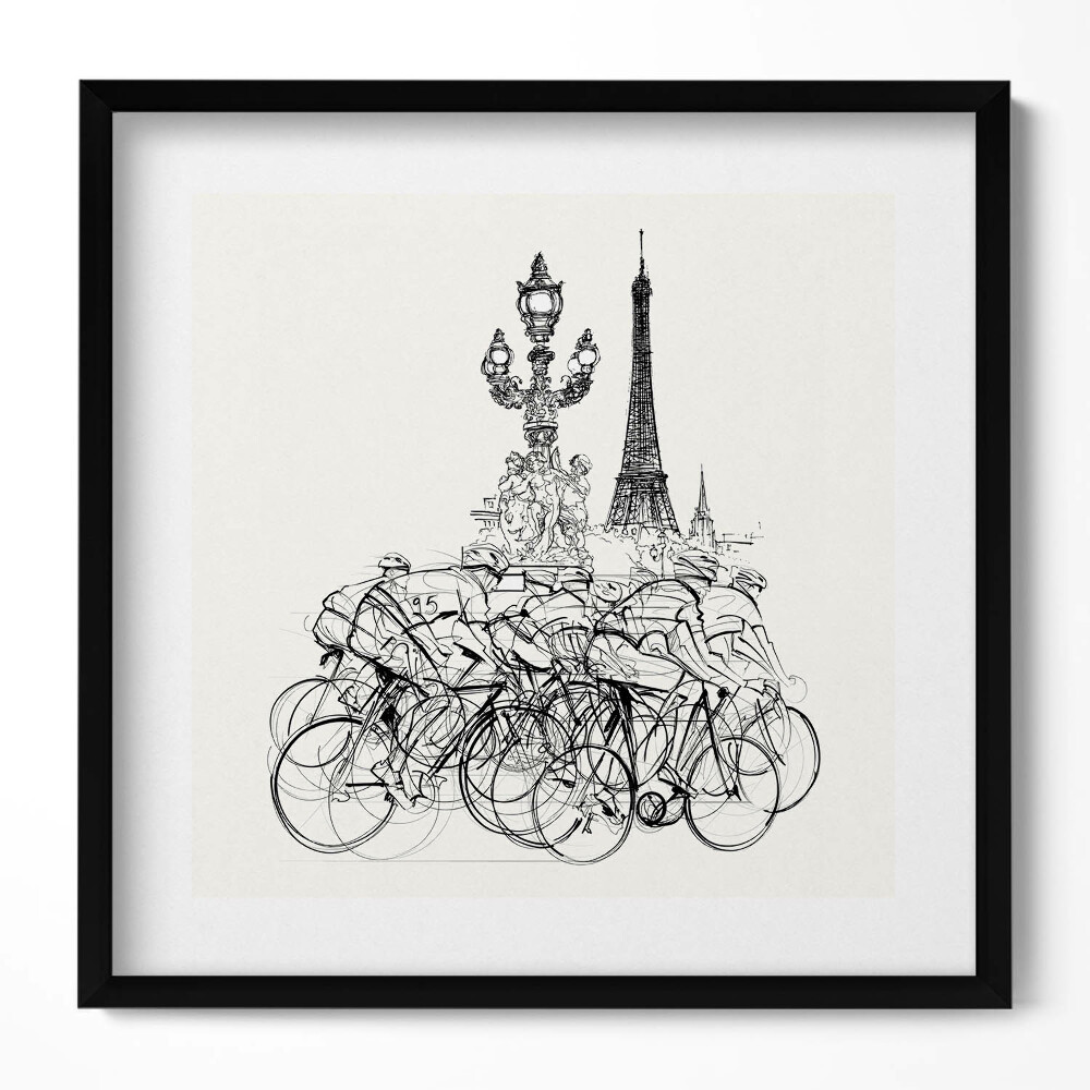 Obraz w drewnianej ramce Abstrakcja wyścig kolarski