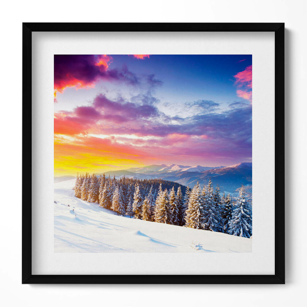 Obraz w drewnianej ramce Zimowy górski krajobraz