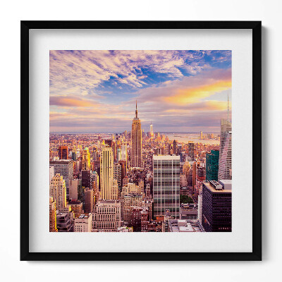 Obraz w drewnianej ramce Zachód słońca Nowy Jork