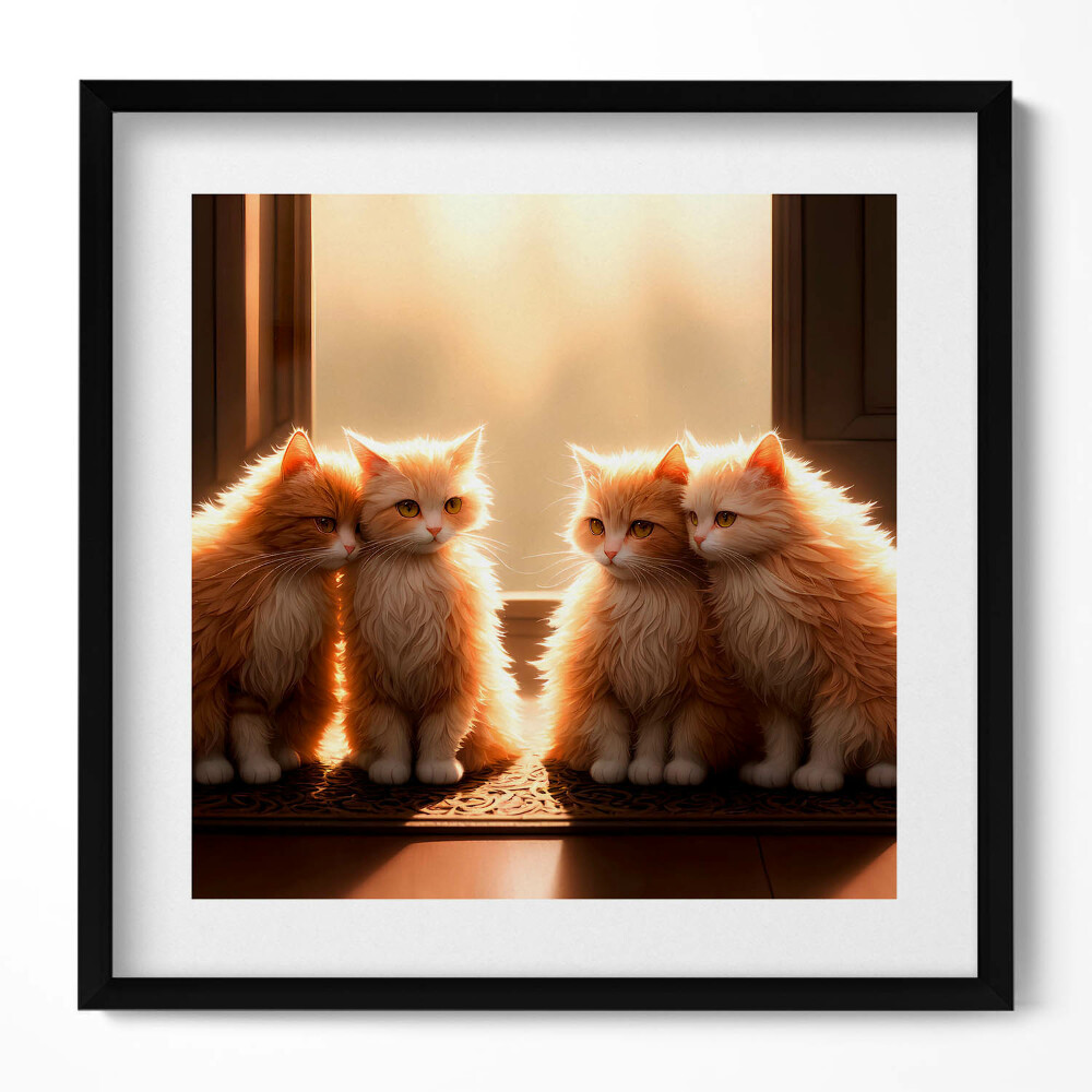 Obraz w drewnianej ramce Słodkie małe kotki