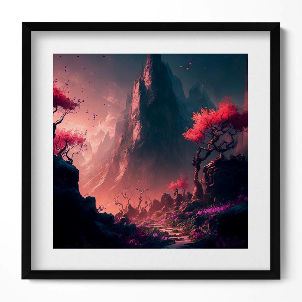 Obraz w drewnianej ramce Magiczny las i góry