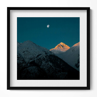 Obraz w drewnianej ramce Zachód słońca w górach