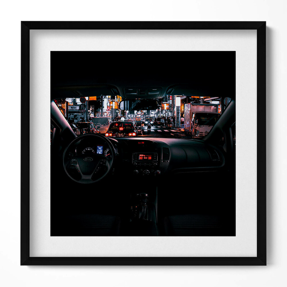 Obraz w drewnianej ramce Samochód w Tokio