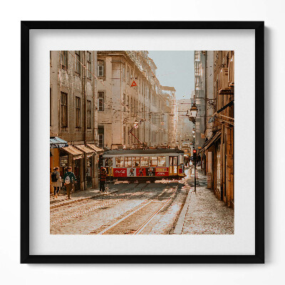 Obraz w drewnianej ramce Widok na Lizbonę i tramwaj