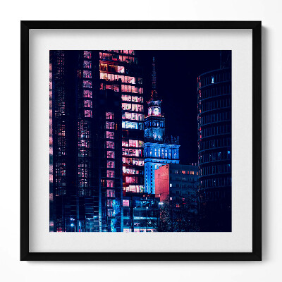 Obraz w drewnianej ramce Warszawa w nocy