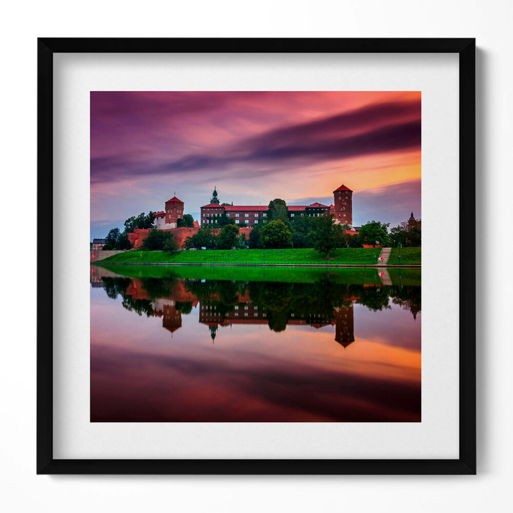 Obraz w drewnianej ramce Zamek Królewski Wawel Wschód Słońca