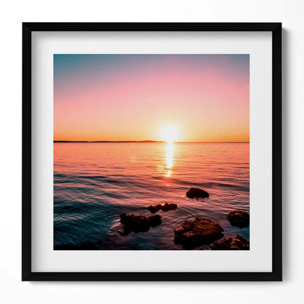 Obraz w drewnianej ramce Skały o zachodzie słońca