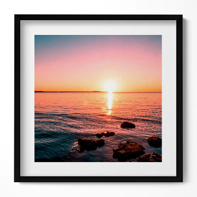 Obraz w drewnianej ramce Skały o zachodzie słońca