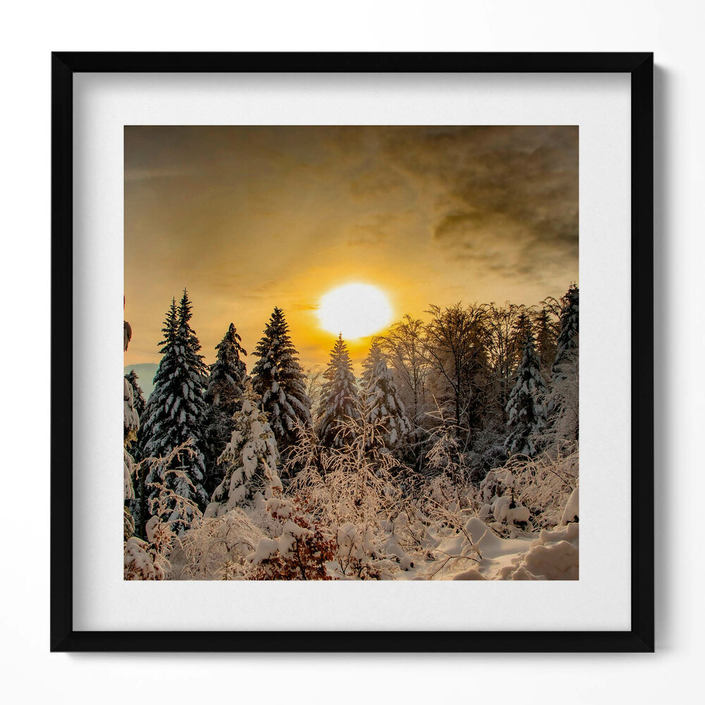 Obraz w drewnianej ramce Zimowy Krajobraz Beskidy