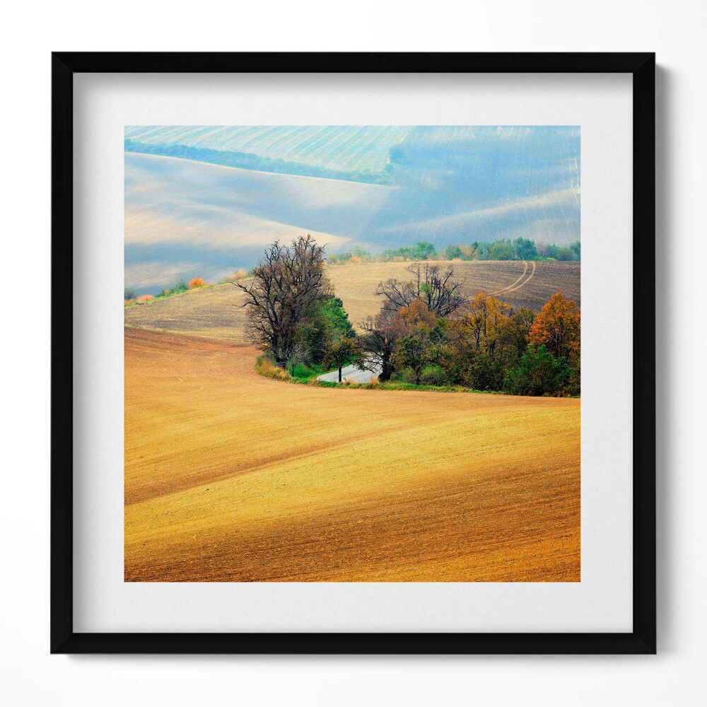 Obraz w drewnianej ramce Morawy wiejski Krajobraz