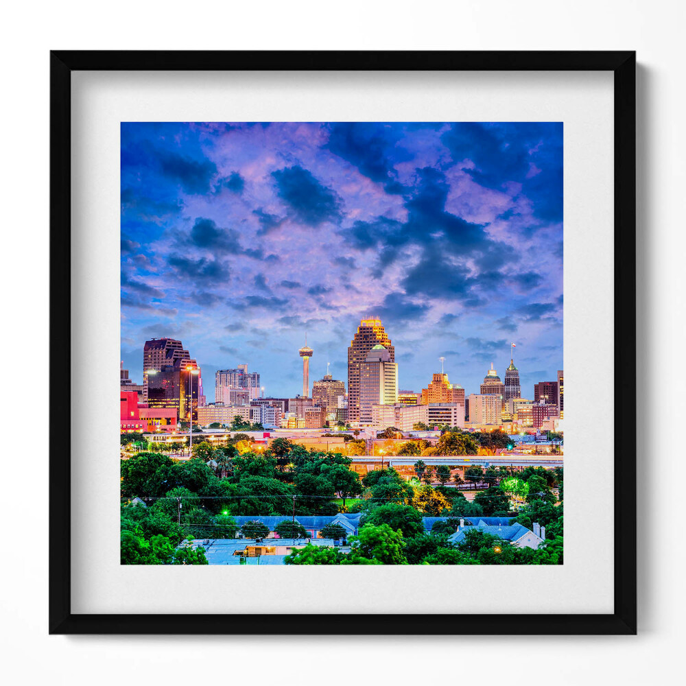 Obraz w drewnianej ramce Krajobraz miasta San Antonio