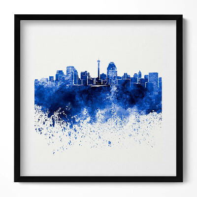 Obraz w drewnianej ramce Panorama San Antonio akwarele