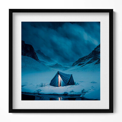 Obraz w drewnianej ramce Namiot w górach Islandii