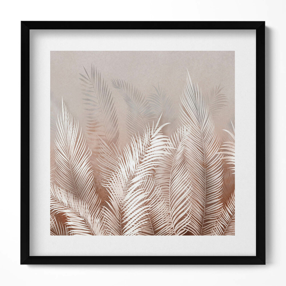 Obraz w drewnianej ramce Roślinność boho liście