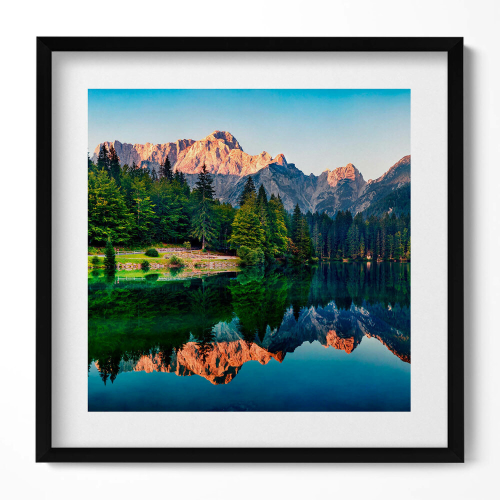 Obraz w drewnianej ramce Krajobraz jeziora