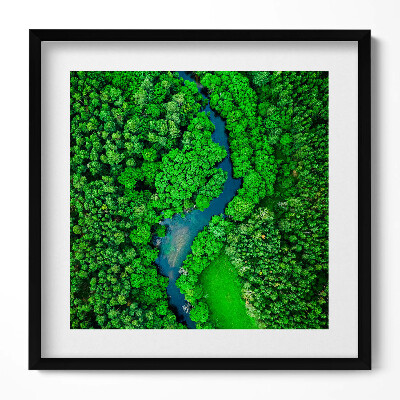 Obraz w drewnianej ramce Rzeka w lesie