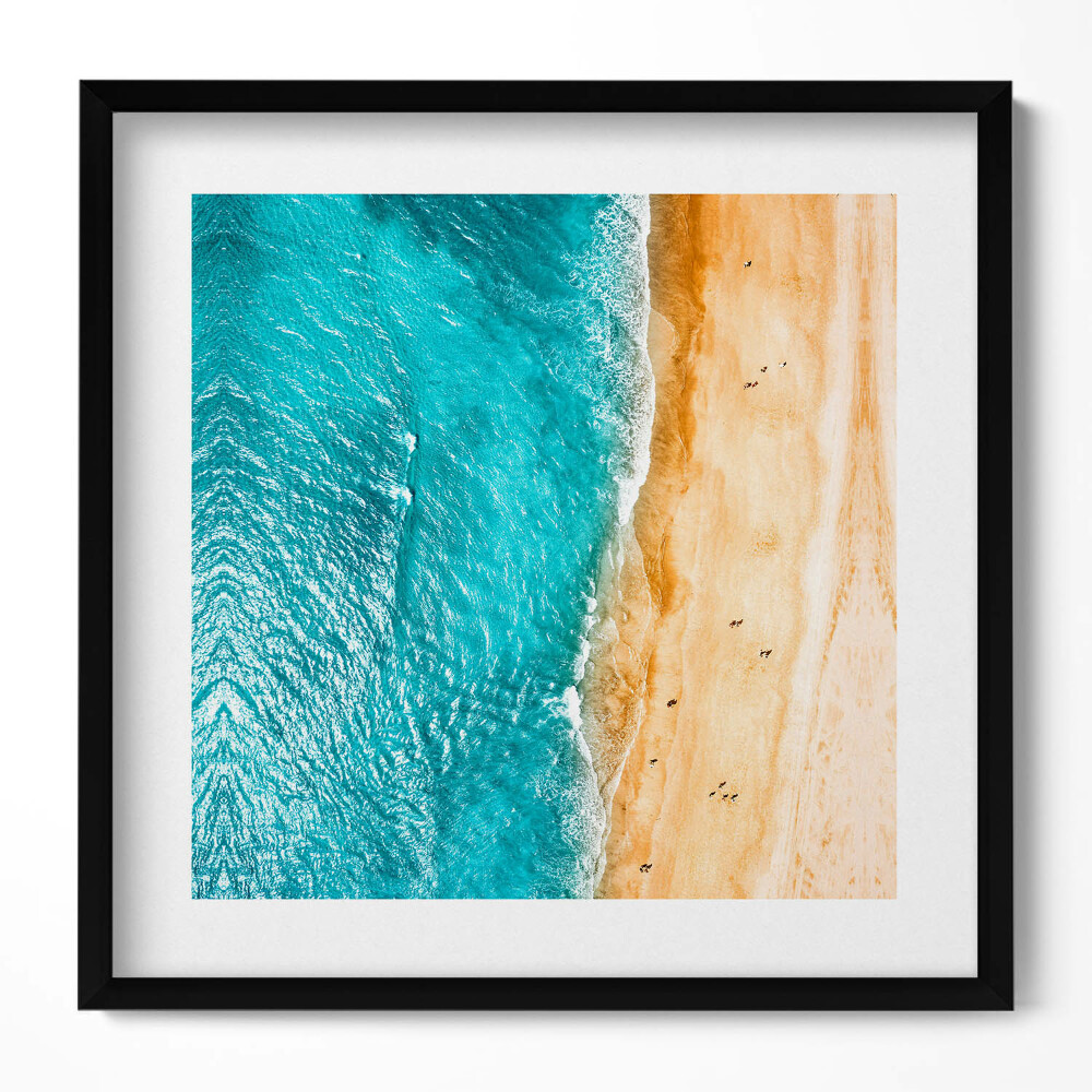 Obraz w drewnianej ramce Morze plaża ludzie