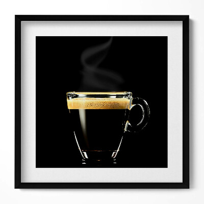 Obraz w drewnianej ramce Szklanka czarnej kawy