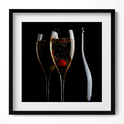 Obraz w drewnianej ramce Kieliszki szampana